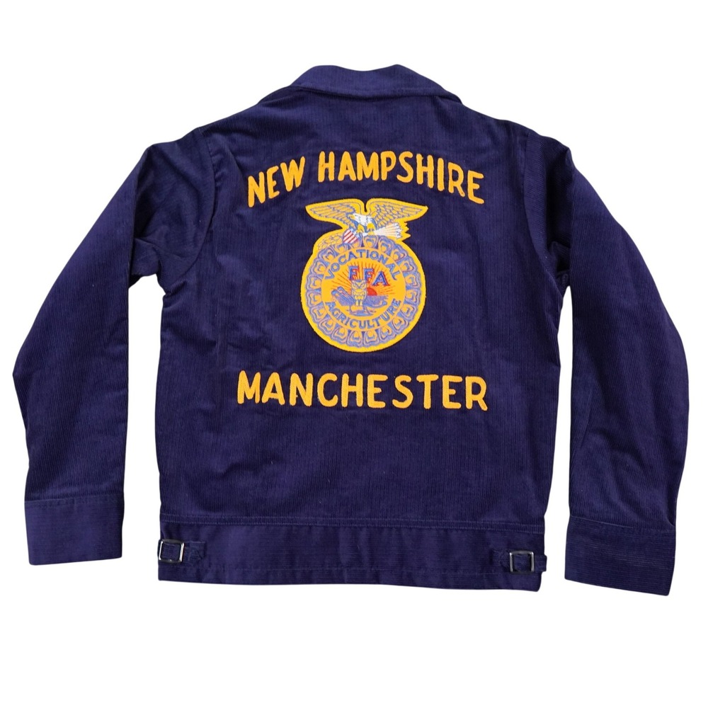 VTG 80s National FFA Jacket Men 36 Blue Manchester New Hampshire Corduroy Gerry
